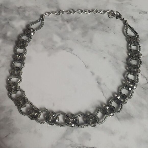 Beaded Gray Choker Necklace - Picture 1 of 5